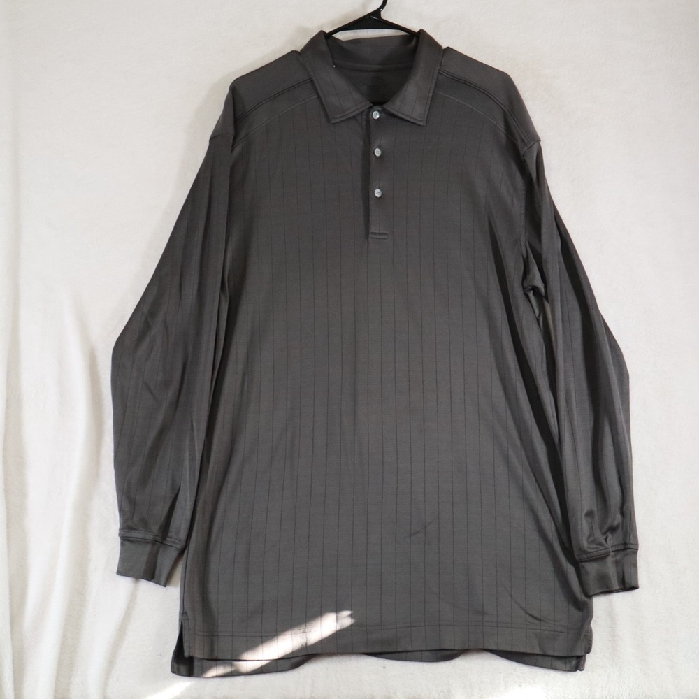 Cutter & Buck Men's XL Gray Long Sleeve Golf Polo Signature Collection